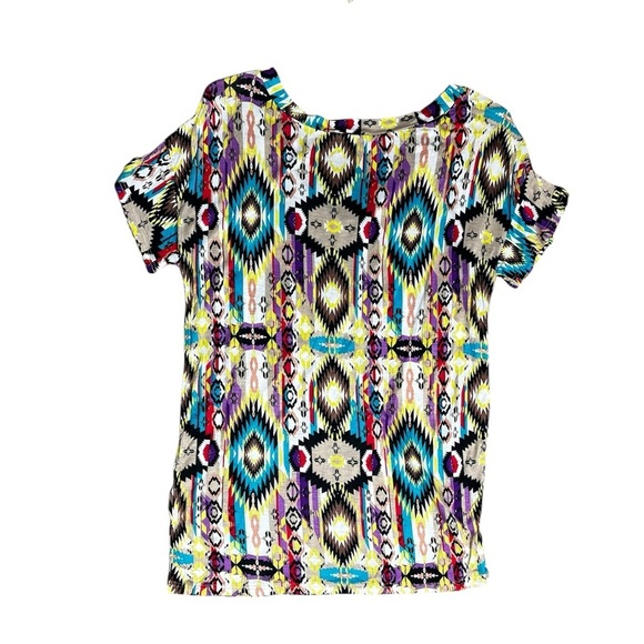 Boho Aztec Colorful Geometric Print Women's Top Size Small Medium - Picture 4 of 6